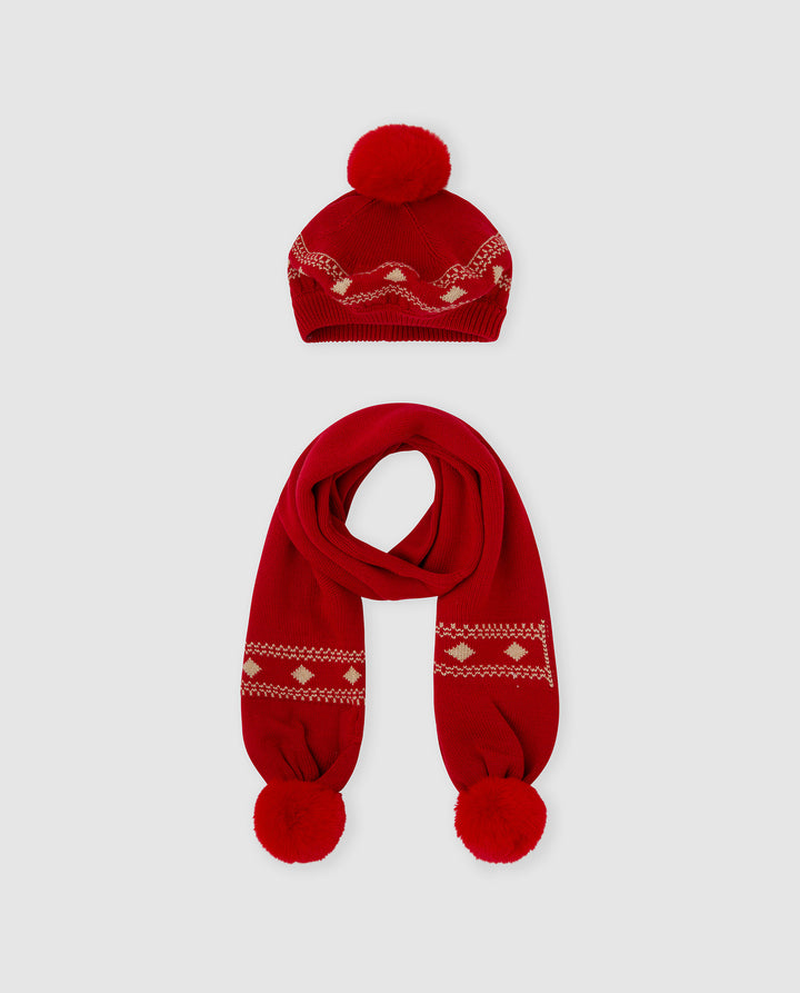 CONJUNTO BOINA Y BUFANDA ROJO