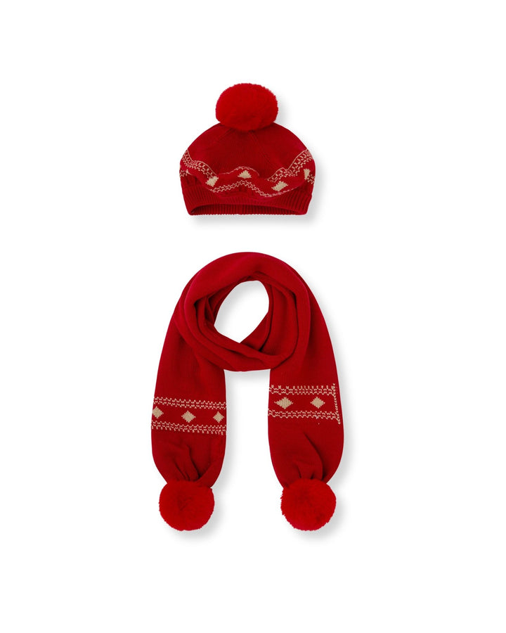 CONJUNTO BOINA Y BUFANDA ROJO