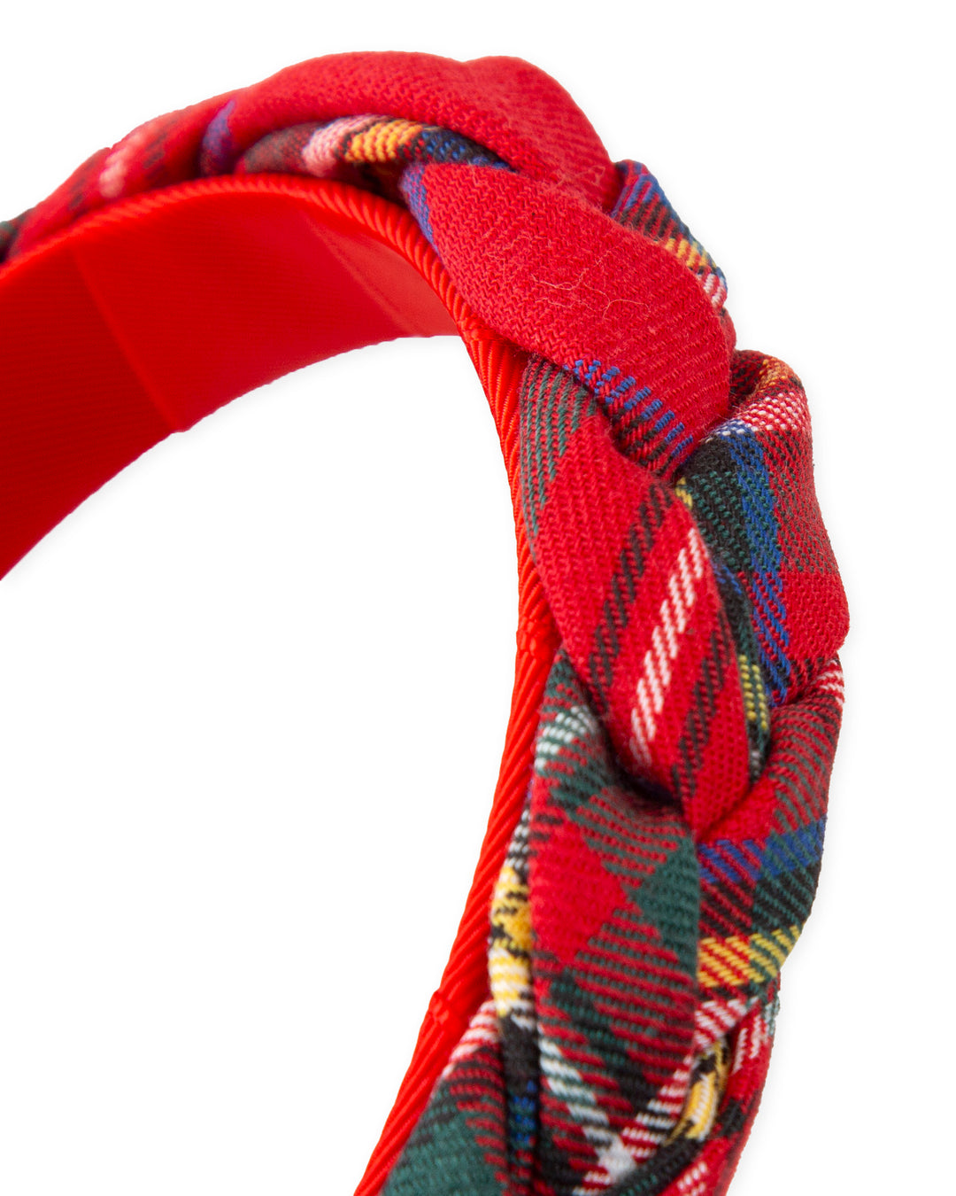 RED CHECKED BRAIDED HEADBAND