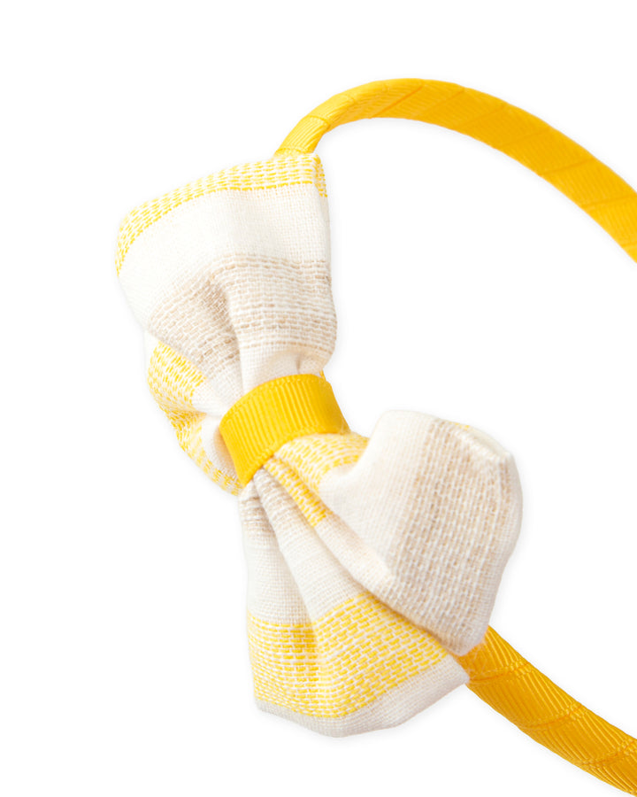 DIADEMA LAZO RAYAS AMARILLA