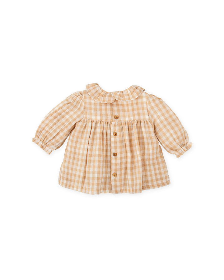 SAND GINGHAM DRESS NEWBORN