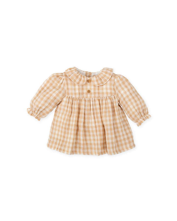SAND GINGHAM DRESS NEWBORN