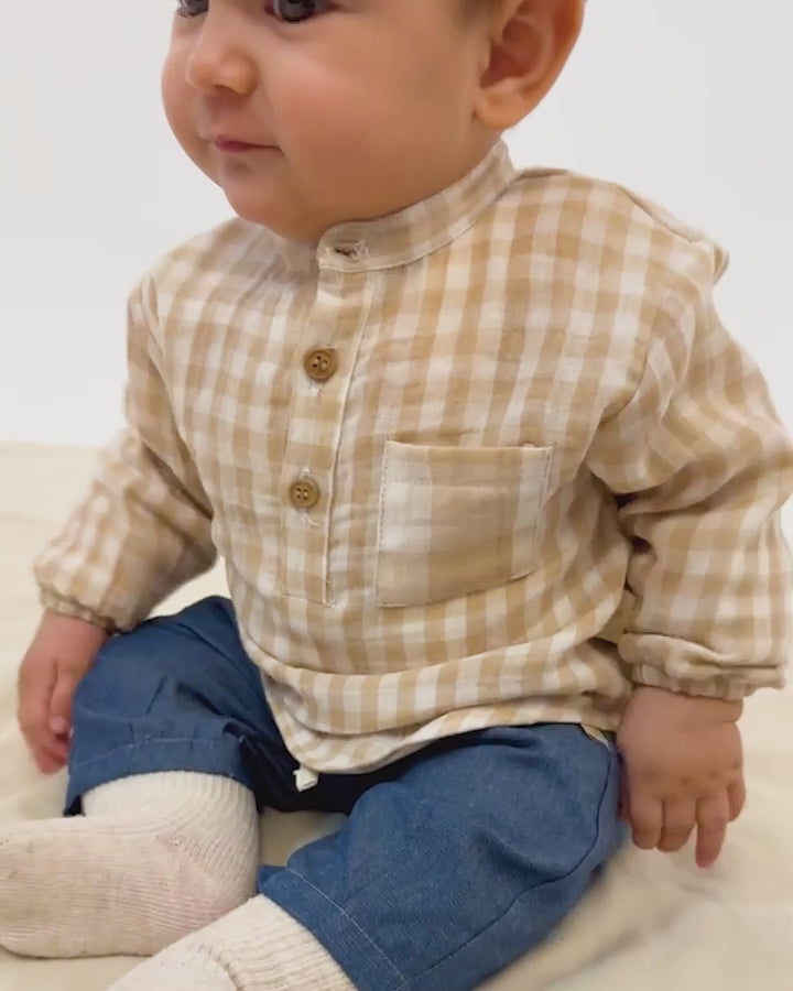 SAND GINGHAM SHIRT