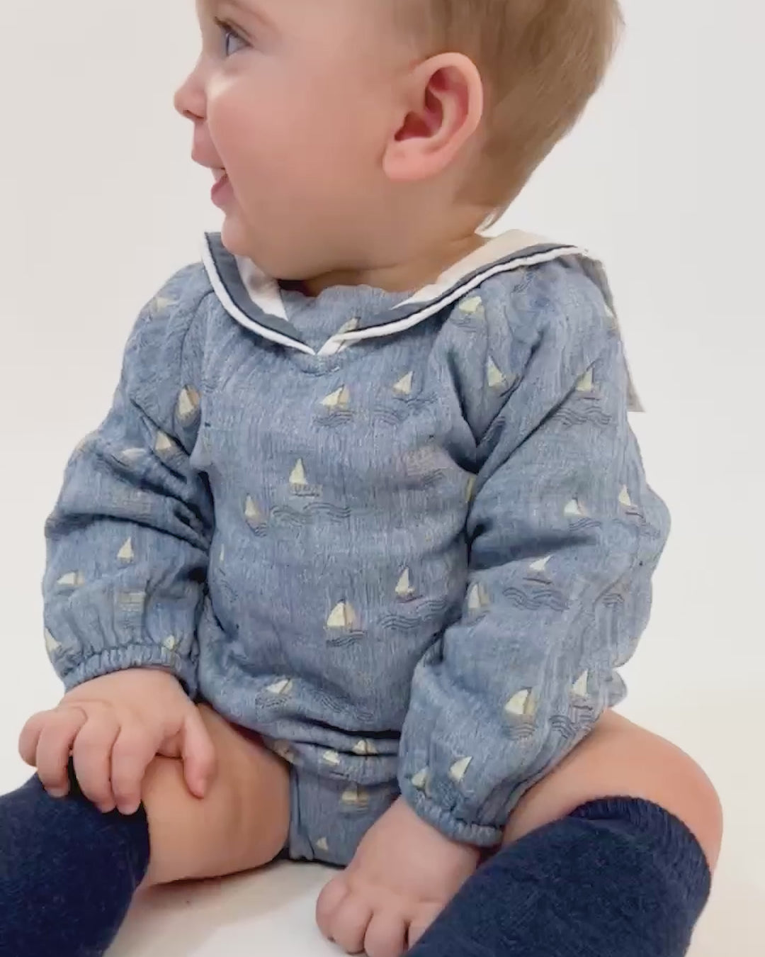 PORCELAIN BOATS ROMPER WITH SOCKS