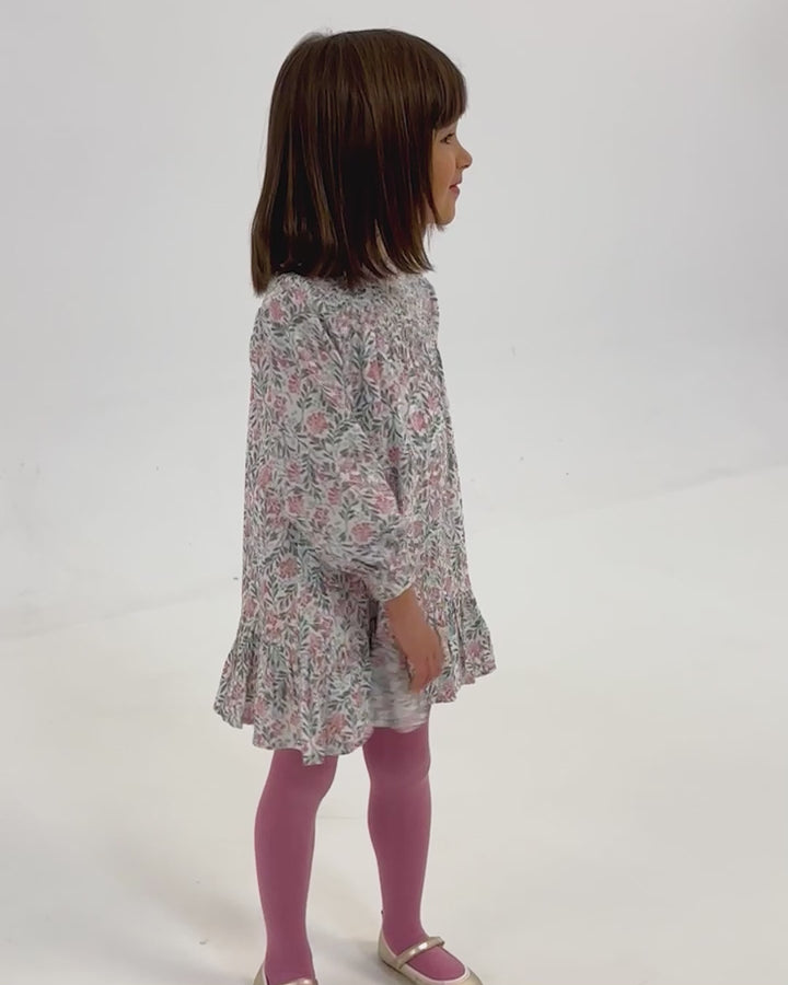 ABITO GRIGIO A FIORI CON COLLANT