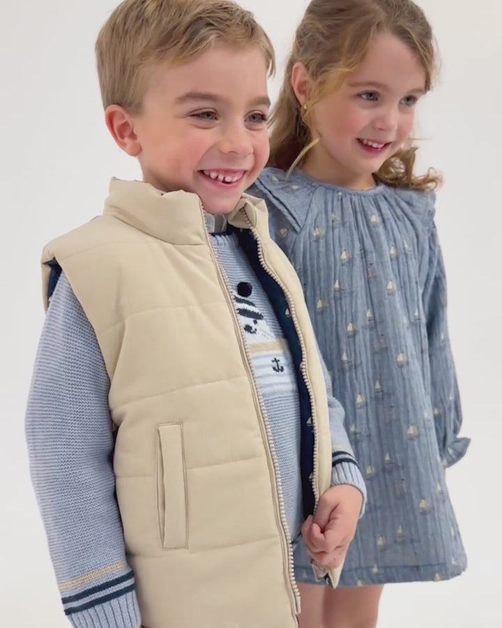 NAVY BLUE QUILTED REVERSIBLE VEST