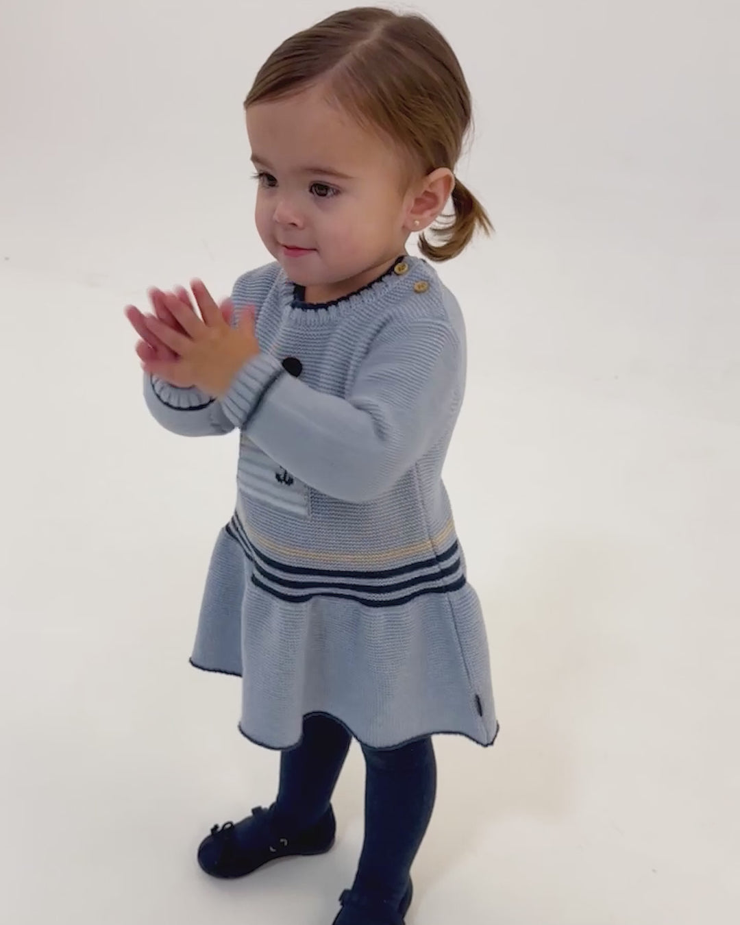 ABITO IN TRICOT PORCELLANA CON COLLANT