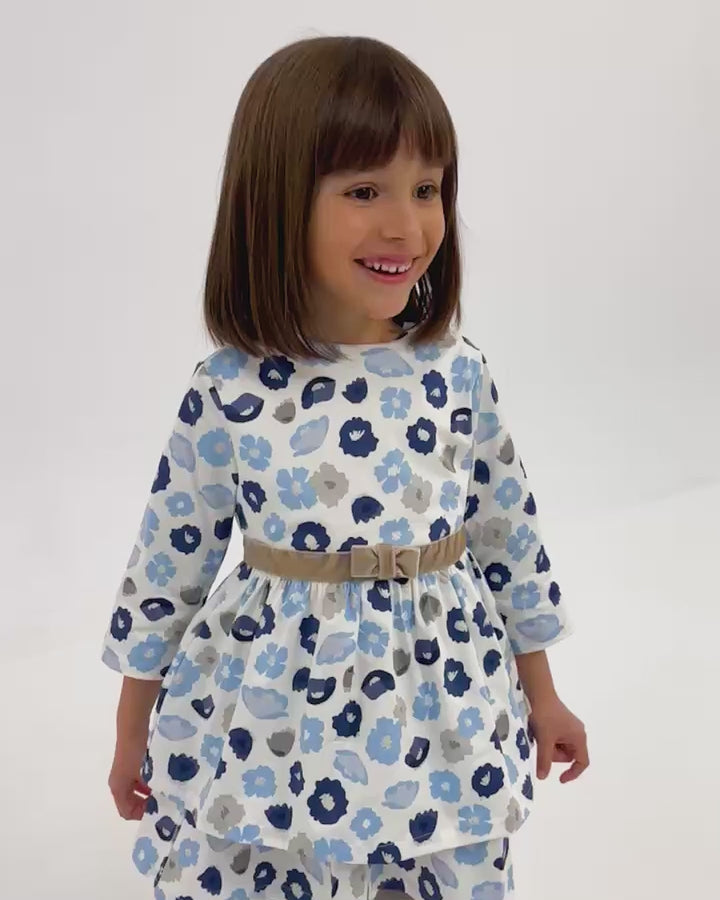 ABITO BLU A FIORI CON COLLANT