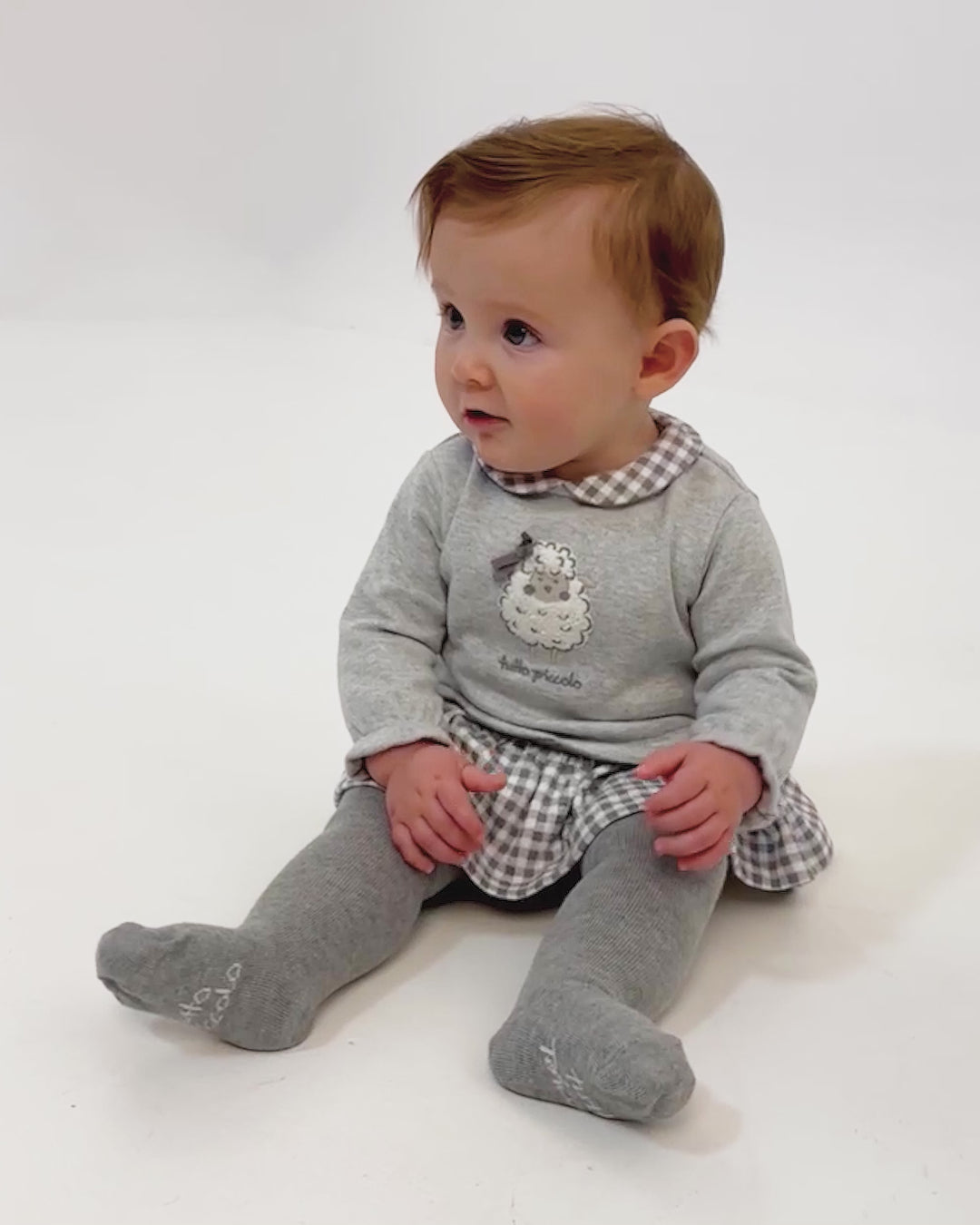 VESTIDO GRIS OVEJITA CON LEOTARDOS BEBÉ
