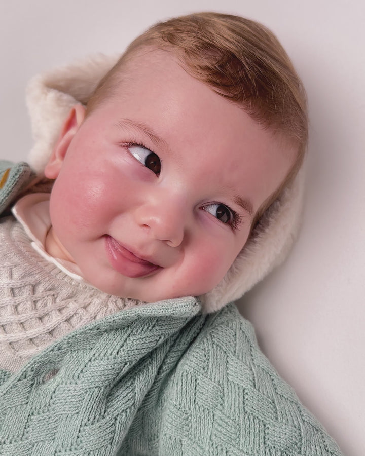 GREEN KNITTED HOODED JACKET