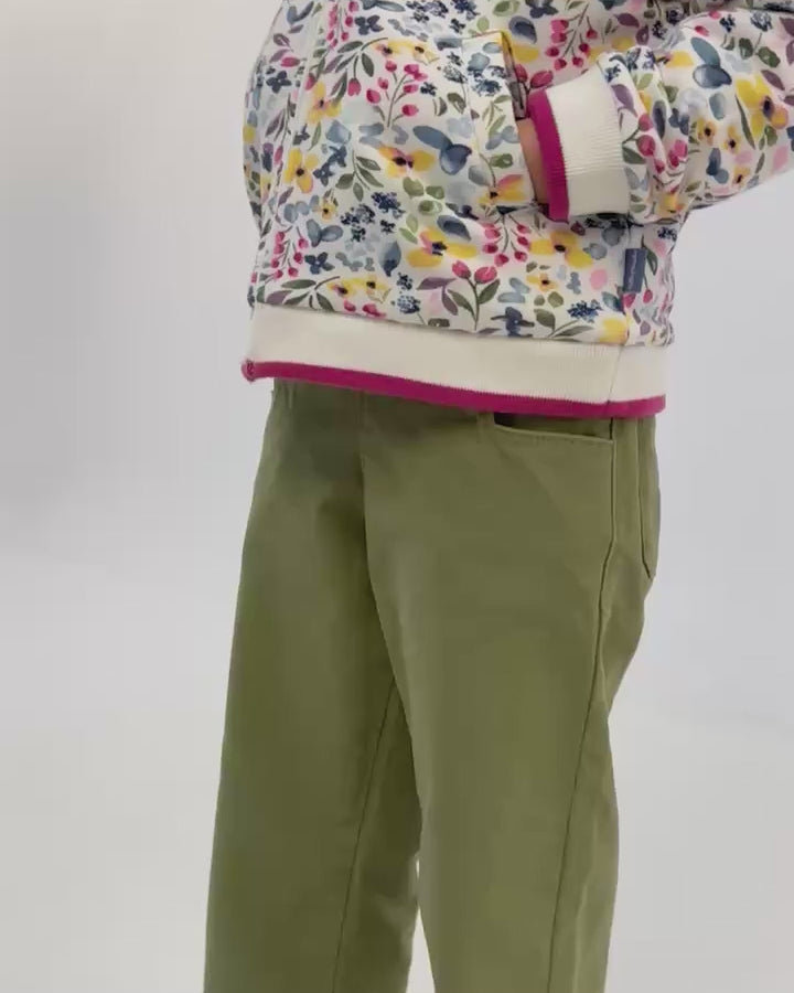 PURPLE FLOWERED HOODED SWEATSHIRT